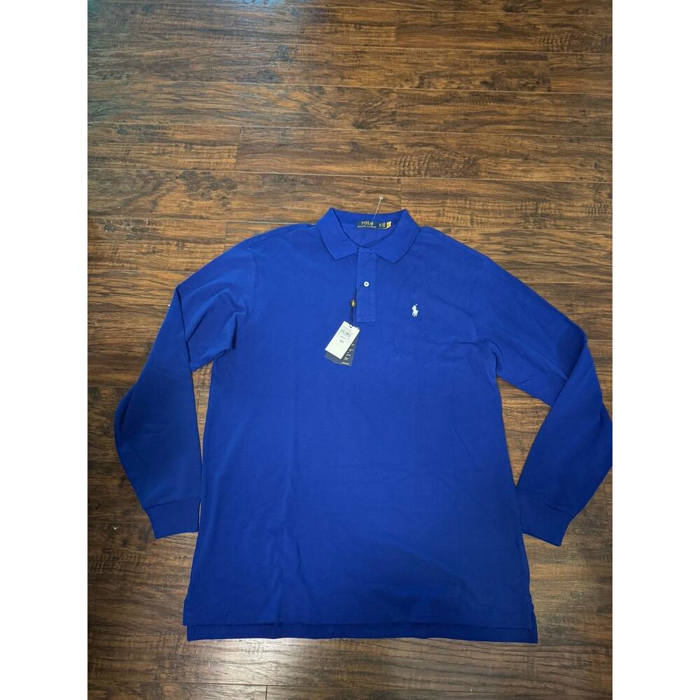 Polo Ralph Lauren Mesh Polo Shirt XLT Big & Tall Long Sleeve Pony Blue NEW